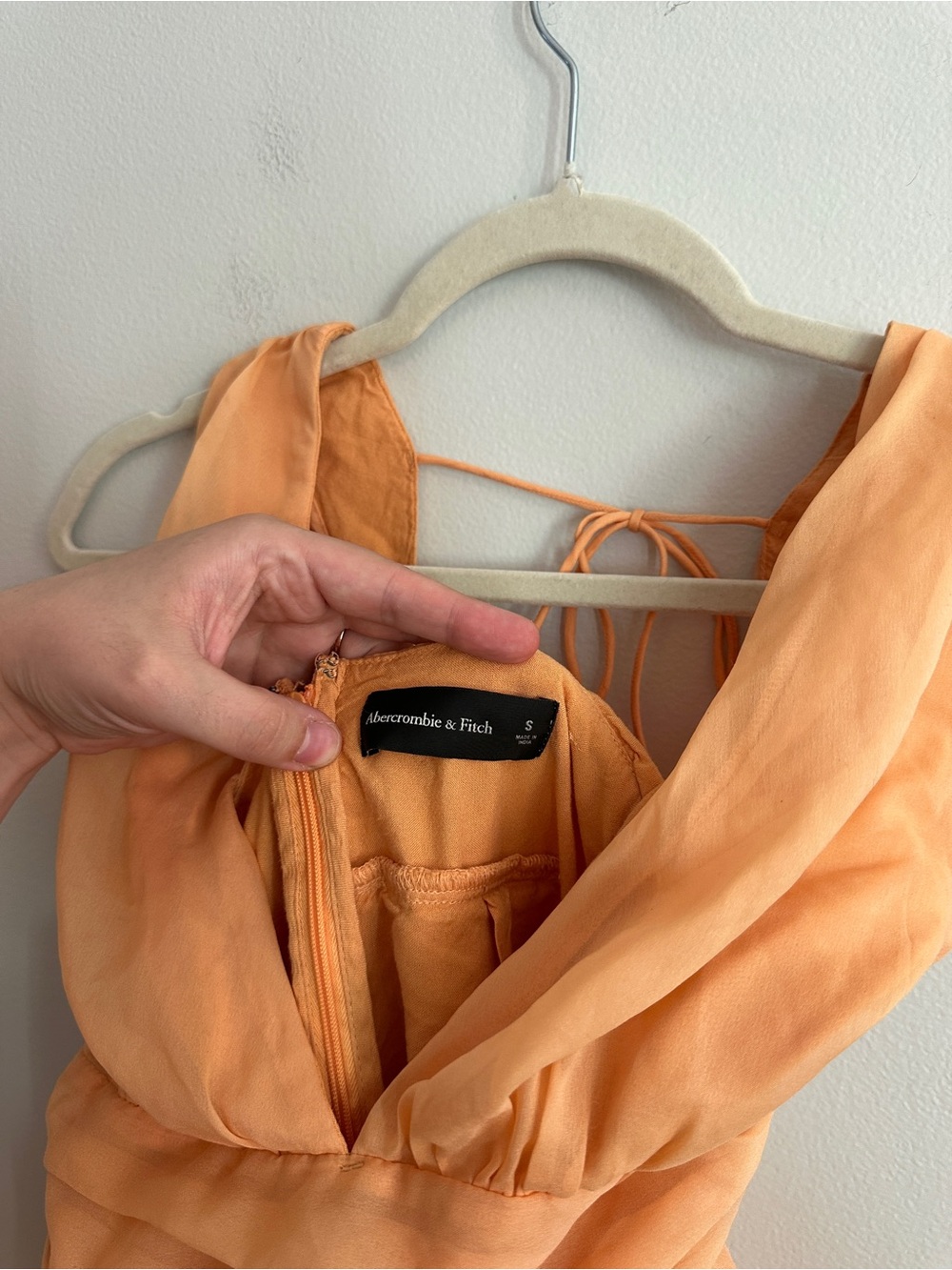Abercrombie & Fitch Orange Sleeveless V-Neck Plunge Mini Dress SIZE S - Picture 8 of 9